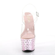 Pleaser STARDUST-708 Platform Sandal (Clear/Baby Pink Chrome)