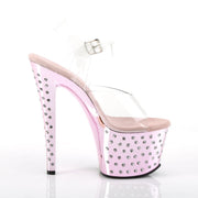Pleaser STARDUST-708 Platform Sandal (Clear/Baby Pink Chrome)