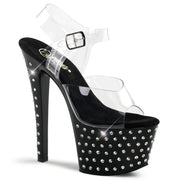 Pleaser STARDUST-708 Platform Sandal (Clear/Black)