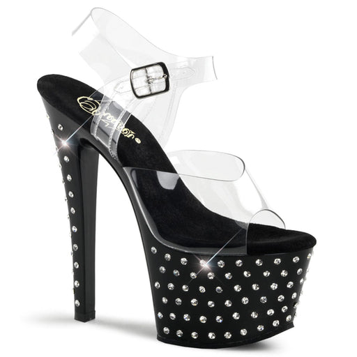 Pleaser STARDUST-708 Platform Sandal (Clear/Black)