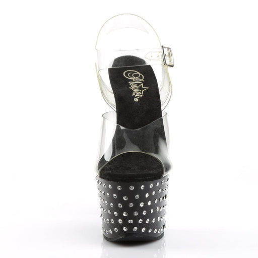 Pleaser STARDUST-708 Platform Sandal (Clear/Black)