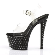 Pleaser STARDUST-708 Platform Sandal (Clear/Black)