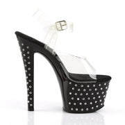 Pleaser STARDUST-708 Platform Sandal (Clear/Black)