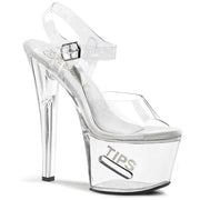Pleaser TIPJAR-708-5 Platform Sandal (Clear/Clear)