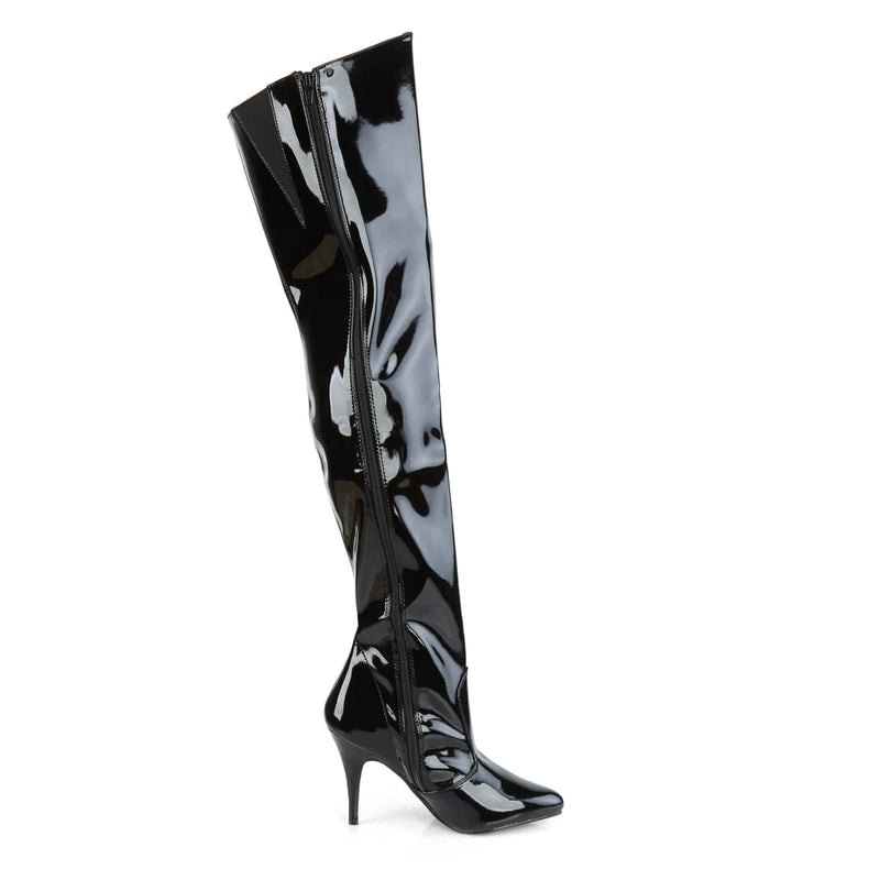 Pleaser VANITY-3010 Thigh High Boot (Black Patent)