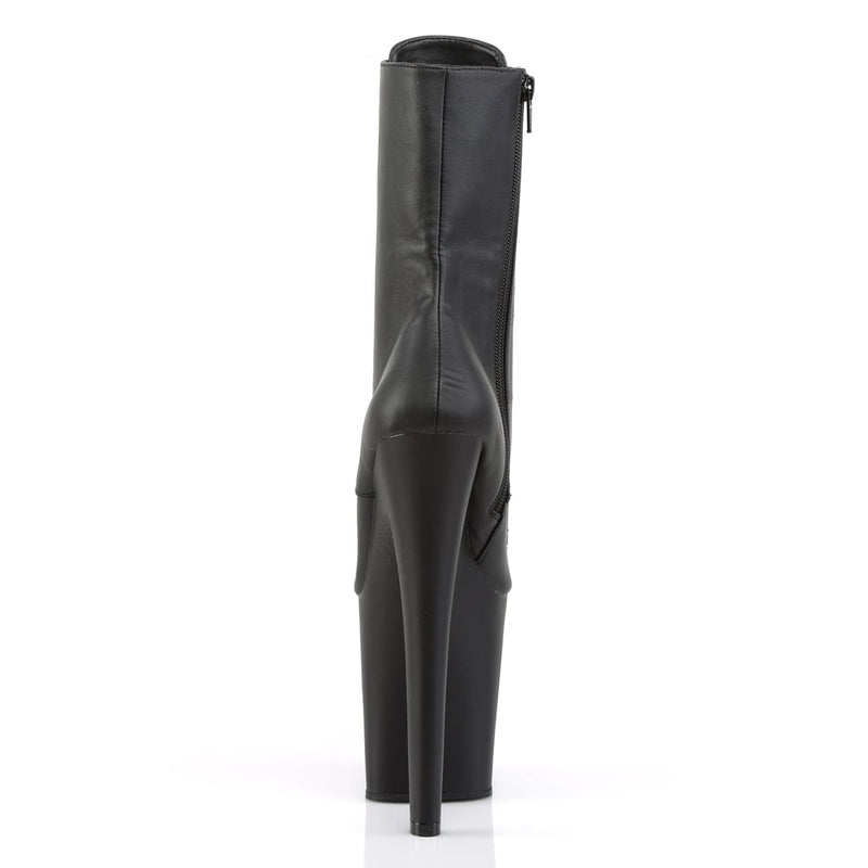 Pleaser XTREME-1020 Platform Ankle Boot (Black Faux Leather/Black Matte)