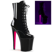 Pleaser XTREME-1020TT Platform Ankle Boot (Black Patent/Black-Neon Hot Pink)