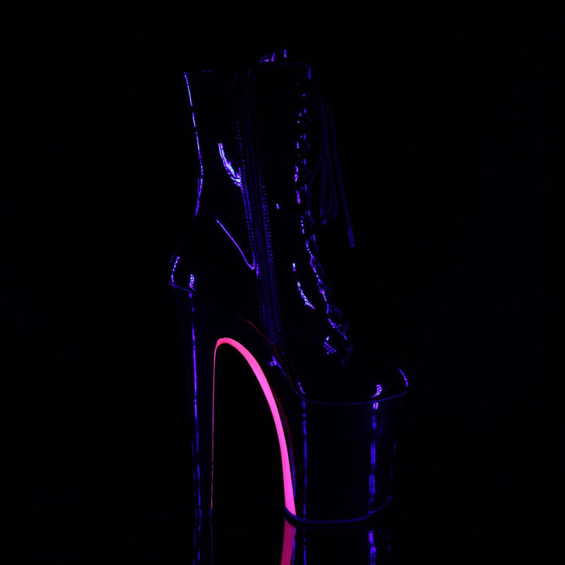 Pleaser XTREME-1020TT Platform Ankle Boot (Black Patent/Black-Neon Hot Pink)