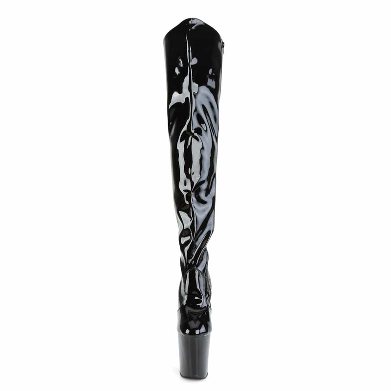 Pleaser XTREME-3010 Platform Thigh High Boot (Black Patent/Black)