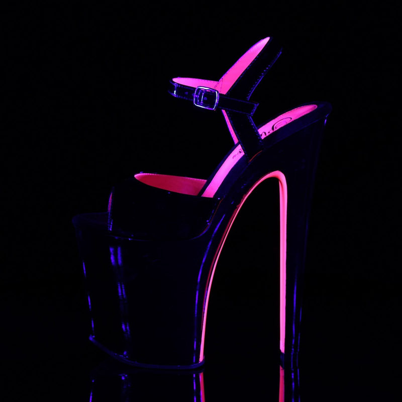 Pleaser XTREME-809TT Platform Sandal (Black Patent-Neon Hot Pink/Black)