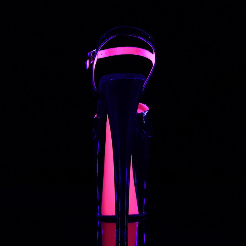 Pleaser XTREME-809TT Platform Sandal (Black Patent-Neon Hot Pink/Black)