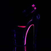 Pleaser XTREME-875TT Platform Sandal (Black Patent-Neon Hot Pink/Black)