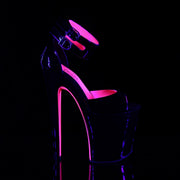 Pleaser XTREME-875TT Platform Sandal (Black Patent-Neon Hot Pink/Black)