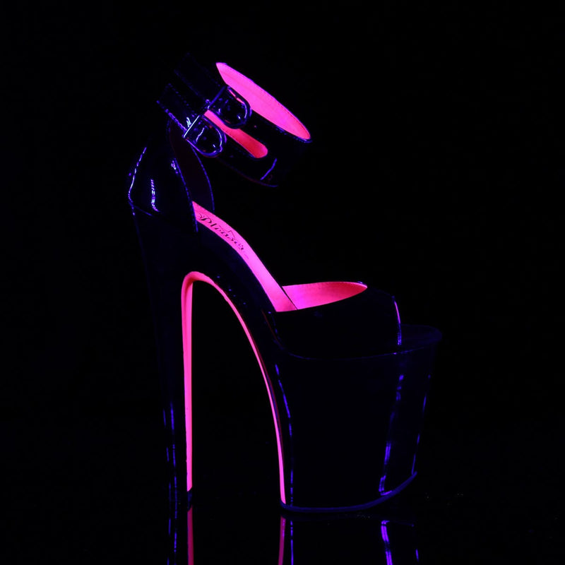 Pleaser XTREME-875TT Platform Sandal (Black Patent-Neon Hot Pink/Black)