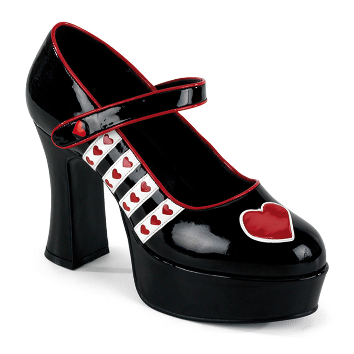 QUEEN-55 Black-White-Red Patent