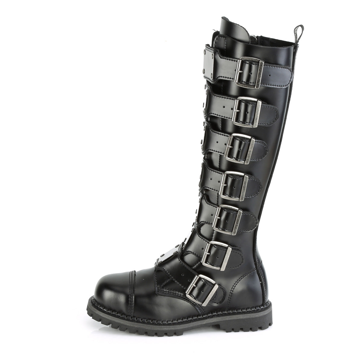 RIOT-21MP Black Leather Knee Boots