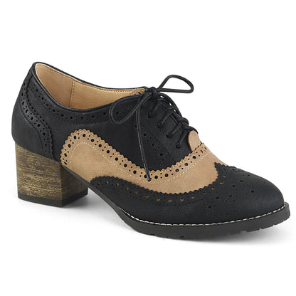 RUSSELL-34 Black-Tan Faux Leather