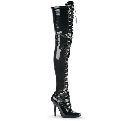 SEDUCE-3024 Black Stretch Patent Thigh Boot