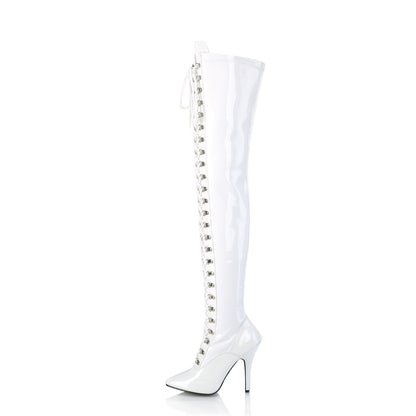 SEDUCE-3024 White Patent Thigh Boot