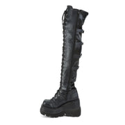 SHAKER-350 Black Veagn Leather-Stretch Demonia US Size (Women's): 5