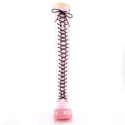 SHAKER-374-1 Baby Pink/Peach Hologram Stretch Patent Thigh Boot