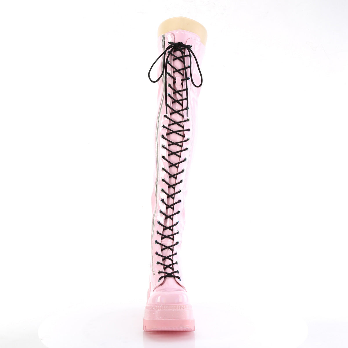 SHAKER-374 Baby Pink Stretch Thigh Boots