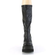 SHAKER-65WC Black Stretch Vegan Leather Demonia US Size (Women's): 5
