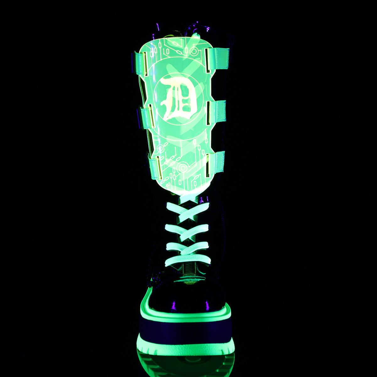 SLACKER-156 Black Patent-UV Neon Green
