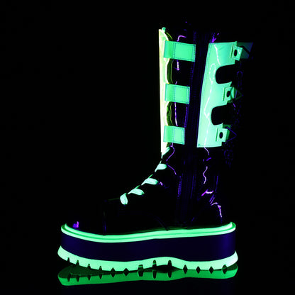 SLACKER-156 Black Patent -UV Neon Green