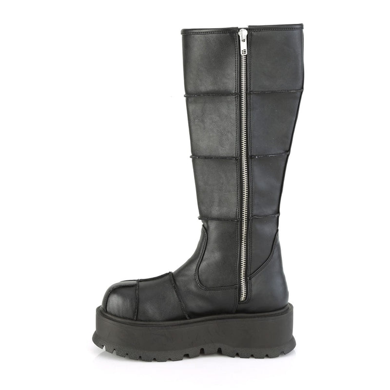 SLACKER-230 Black Vegan Leather Knee Boot Demonia US Size (Women's): 6