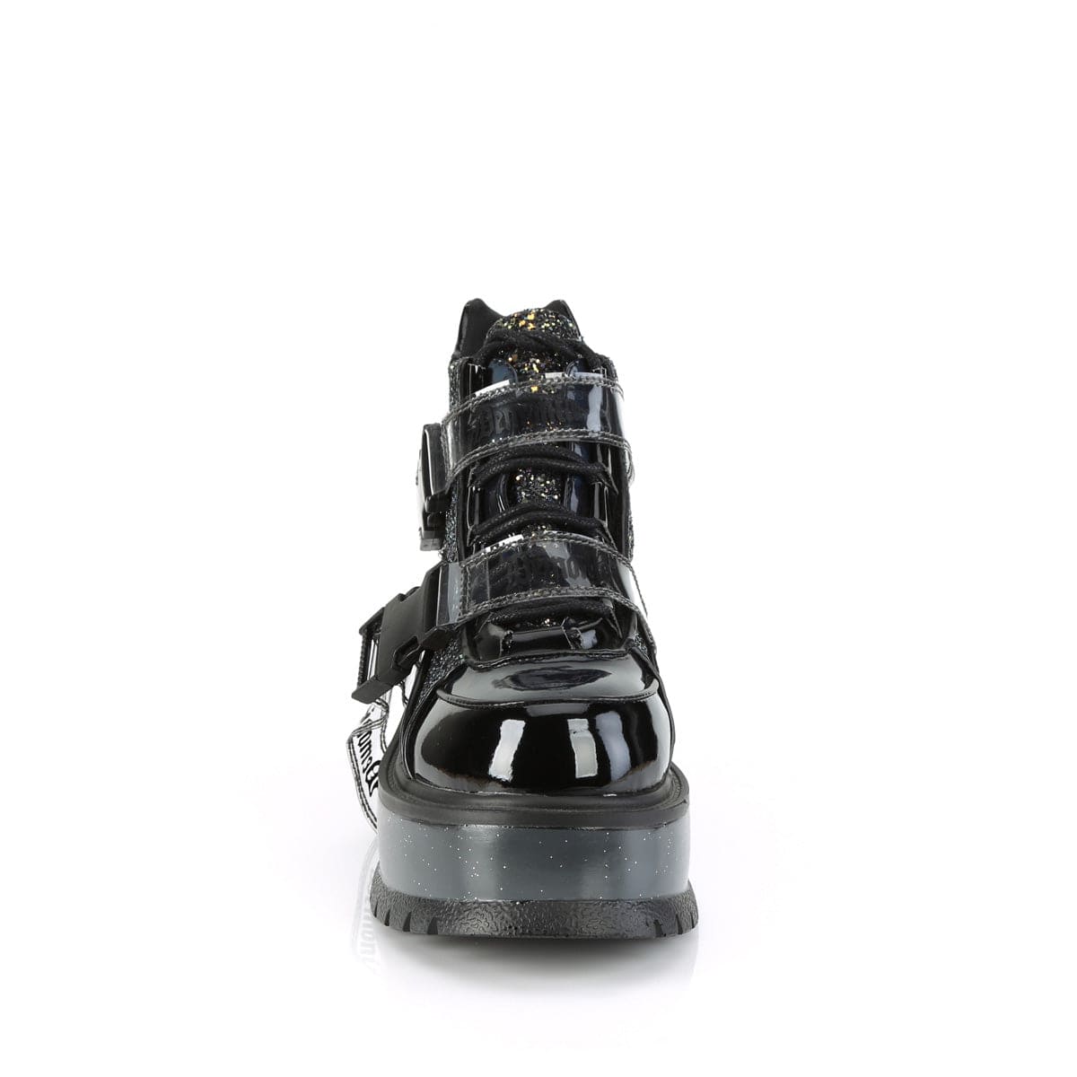 SLACKER-50 Black Patent-Black Multi Glitter Demonia US Size (Women's): 6
