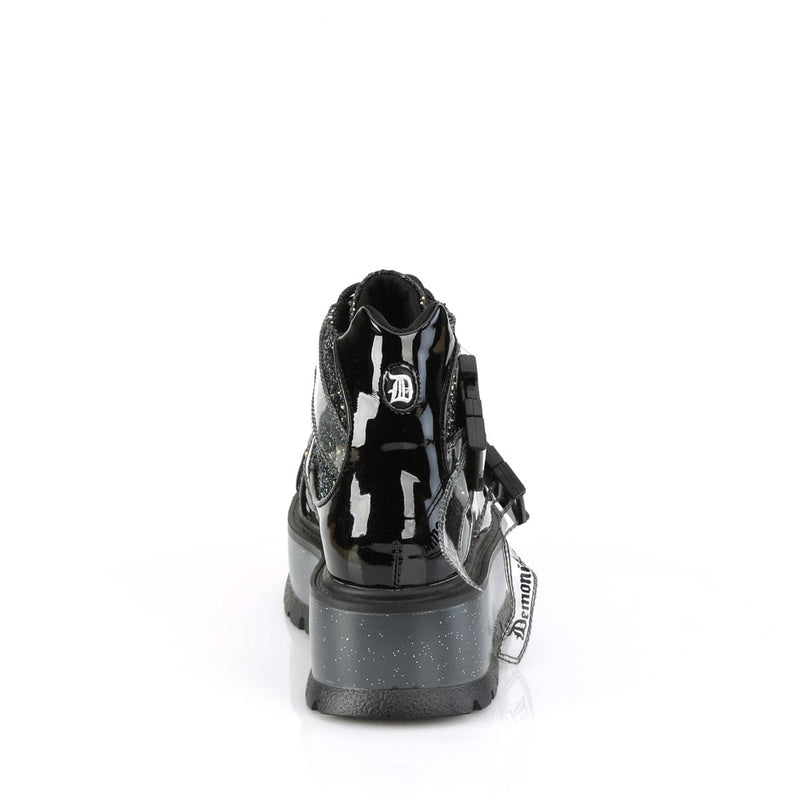 SLACKER-50 Black Patent-Black Multi Glitter Demonia US Size (Women's): 6