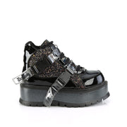 SLACKER-50 Black Patent-Black Multi Glitter Demonia US Size (Women's): 6