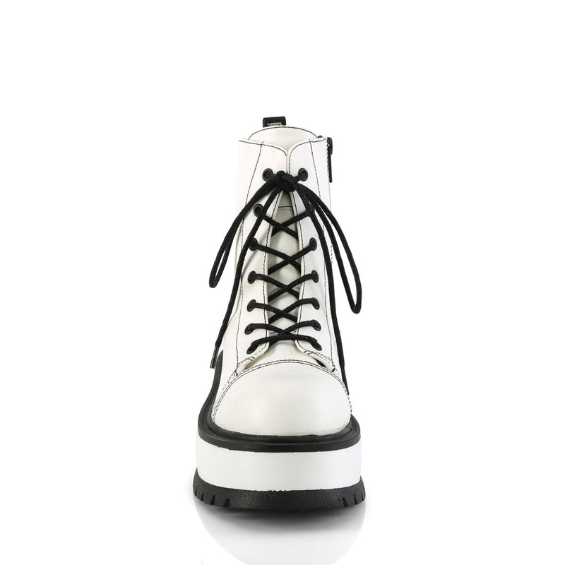 SLACKER-55 White Vegan Leather Demonia US Size (Women's): 6