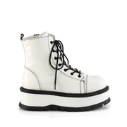 SLACKER-55 White Vegan Leather Demonia US Size (Women's): 6