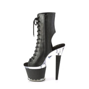 SPECTATOR-1016 Black Faux Leather/Clear-Black Matte Ankle Boot Pleaser US Size (Women's): 6