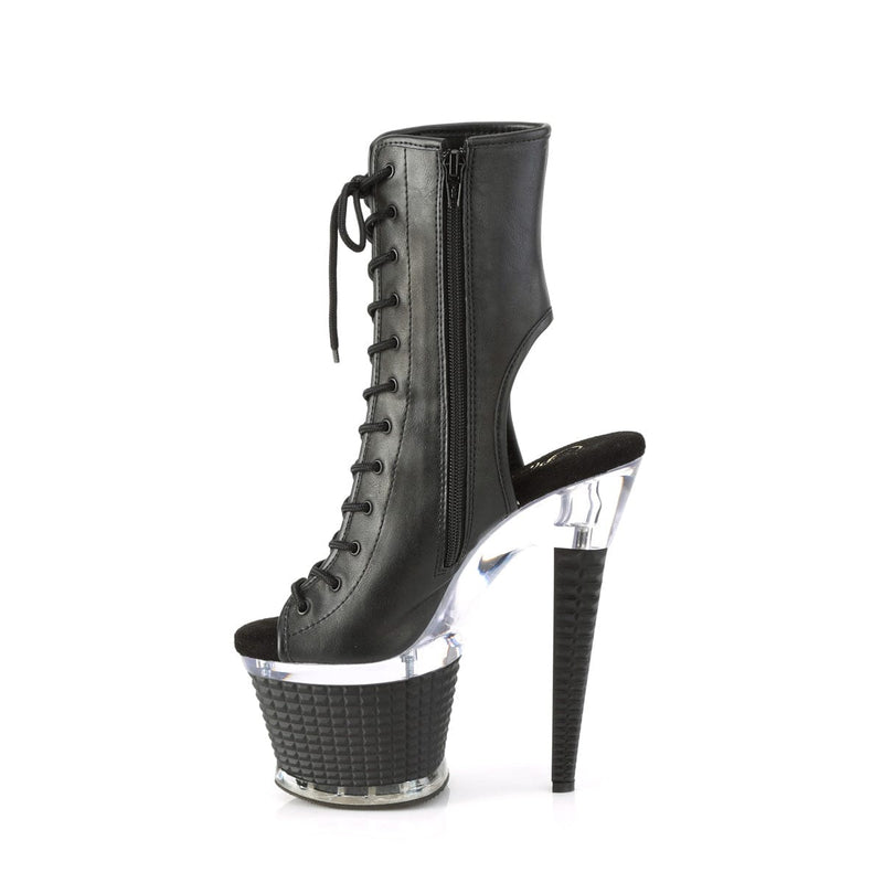 SPECTATOR-1016 Black Faux Leather/Clear-Black Matte Ankle Boot Pleaser US Size (Women's): 6