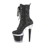 SPECTATOR-1040G Black Glitter/Clear-Black Mid-Calf Boot Pleaser US Size (Women's): 6