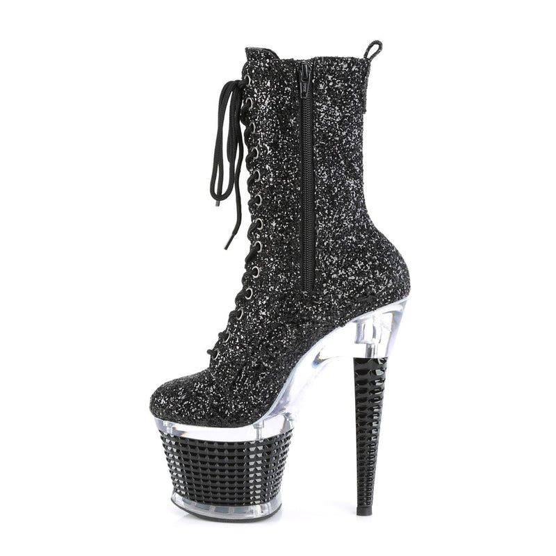 SPECTATOR-1040G Black Glitter/Clear-Black Mid-Calf Boot Pleaser US Size (Women's): 6