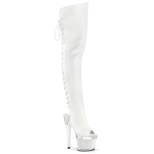 SPECTATOR-3030 White Faux Leather/Clear-White Matte Pleaser US Size (Women's): 6