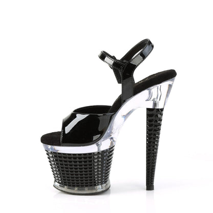SPECTATOR-709 Black Patent/Clear-Black Platform Sandal