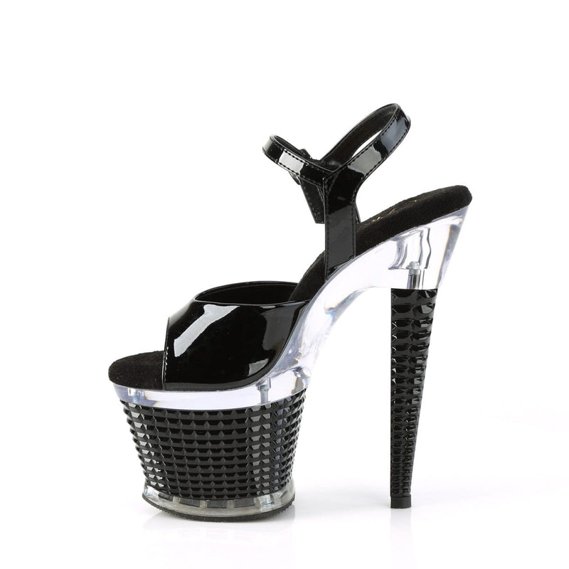 SPECTATOR-709 Black Patent/Clear-Black Platform Sandal Pleaser US Size (Women's): 6