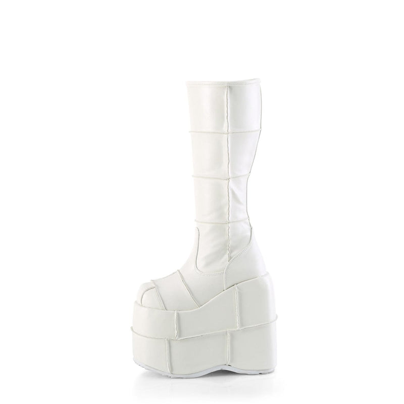 STACK-301 White Vegan Leather Knee Boot Demonia US Size (Unisex/Men's): 4