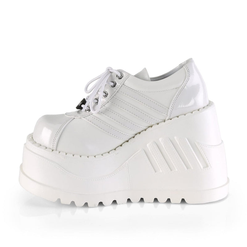 STOMP-08 White Patent -Vegan Leather Demonia US Size (Women's): 5