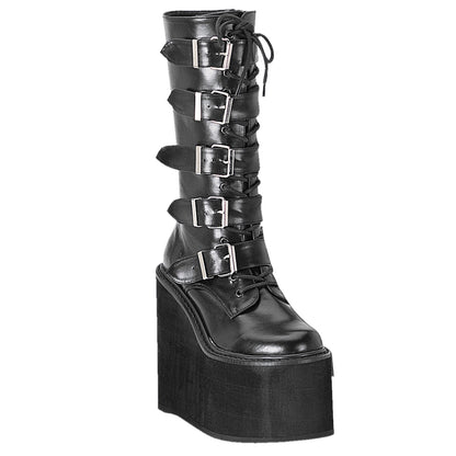 SWING-220 Black Vegan Leather Calf Boot