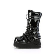 TRASHVILLE-138 Black Patent Mid-Calf Boot Demonia US Size (Unisex/Men's): 4
