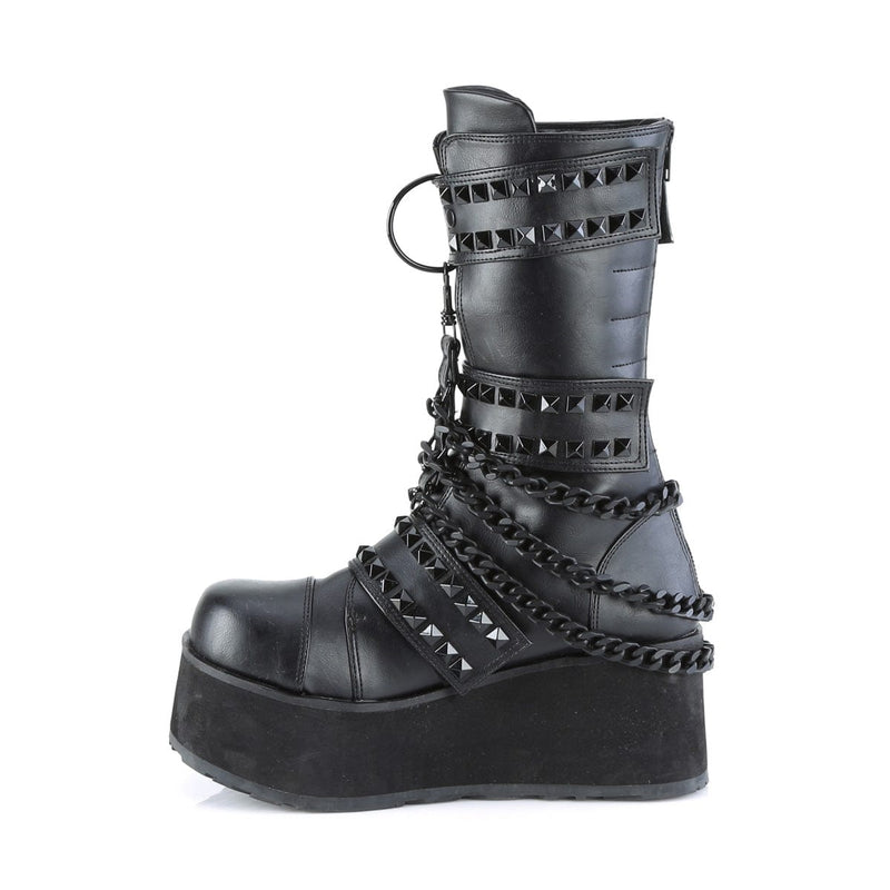 TRASHVILLE-138 Black Vegan Leather Mid-Calf Boot Demonia US Size (Unisex/Men's): 4