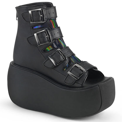 VIOLET-150 Black Vegan Leather-Hologram Ankle Boot