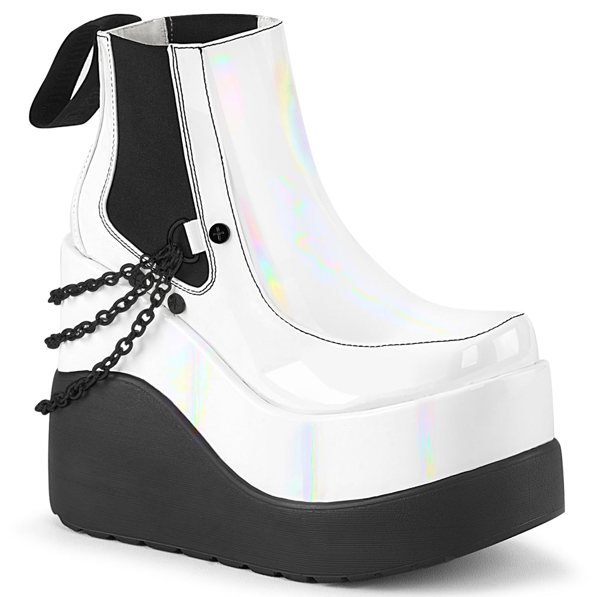 VOID-50 White Holo Ankle Boots
