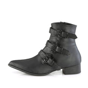 WARLOCK-50-B Black Vegan Leather Ankle Boot Demonia US Size (Unisex/Men's): 4